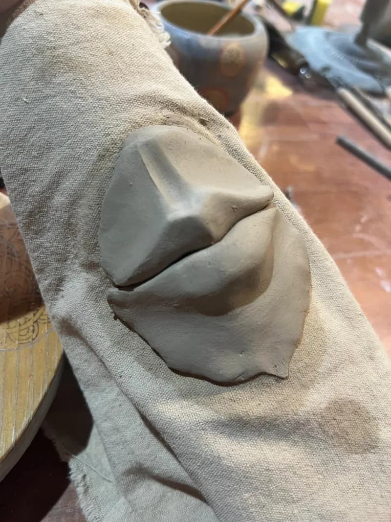 Clay lips sculpture work in progress